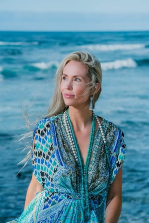 Amazonite & Tahitian Pearl Baby Helix Necklace