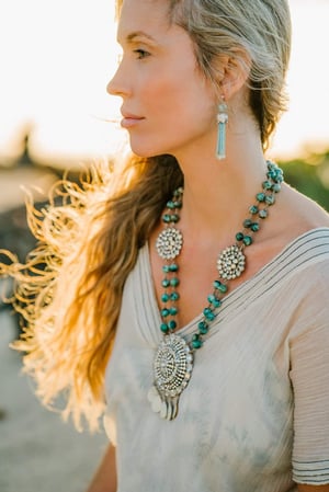 Vintage Rhinestone Chrysocolla Necklace