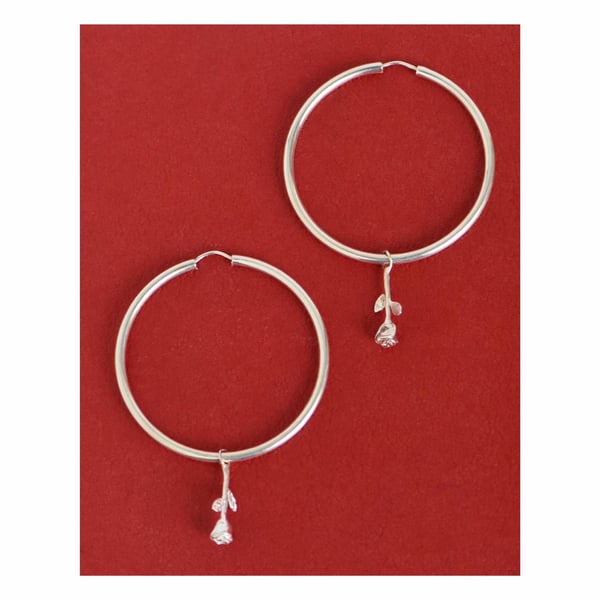 Image of Rosa silver hoop earrings