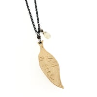 Image 4 of Reserved . 14k gold feather necklace with white sapphire 