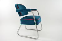 Image 1 of Fauteuil chromé bleu canard