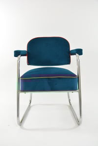 Image 3 of Fauteuil chromé bleu canard