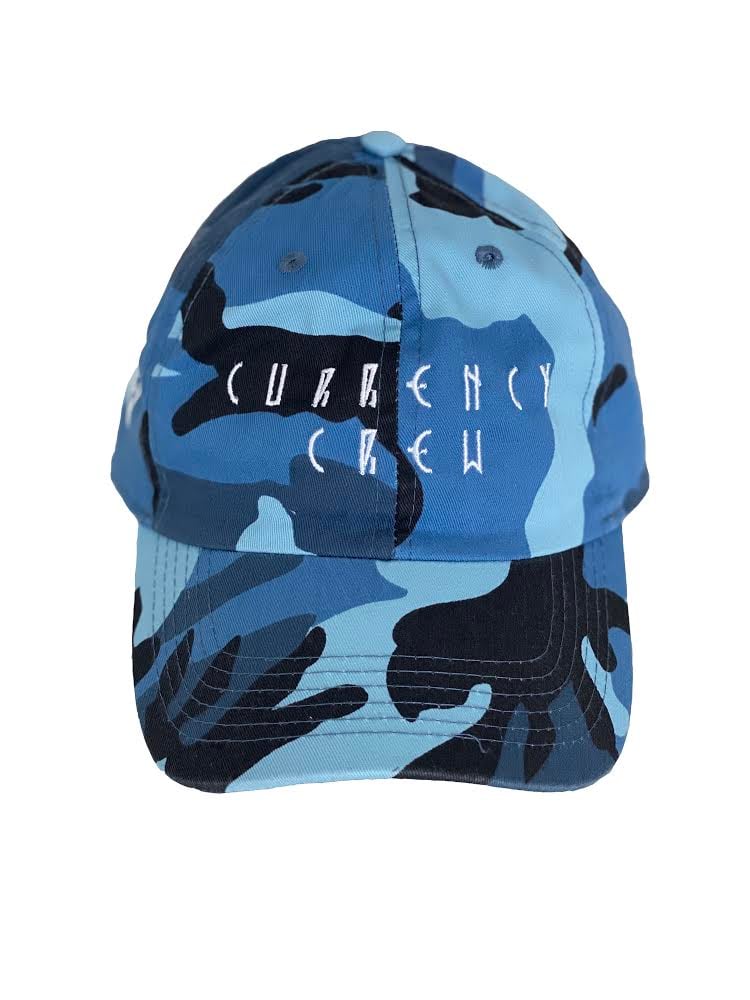 blue camouflage hat