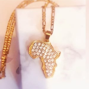 Image of DIAMOND STUDDED AFRICA MAP NECKLACE 