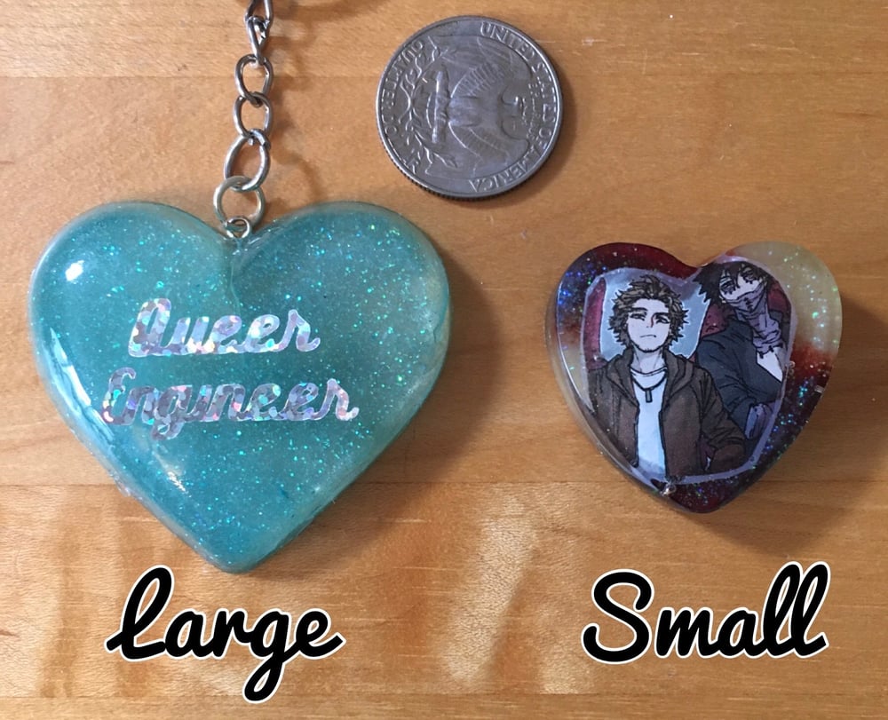 Image of Custom Resin Heart Charms and Keychains