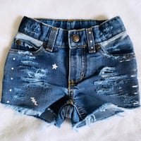 Painted and Distressed Girls Denim Cut Offs.