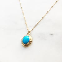 Image 1 of Victorian Oval Turquoise Pendant Necklace