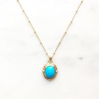 Image 2 of Victorian Oval Turquoise Pendant Necklace
