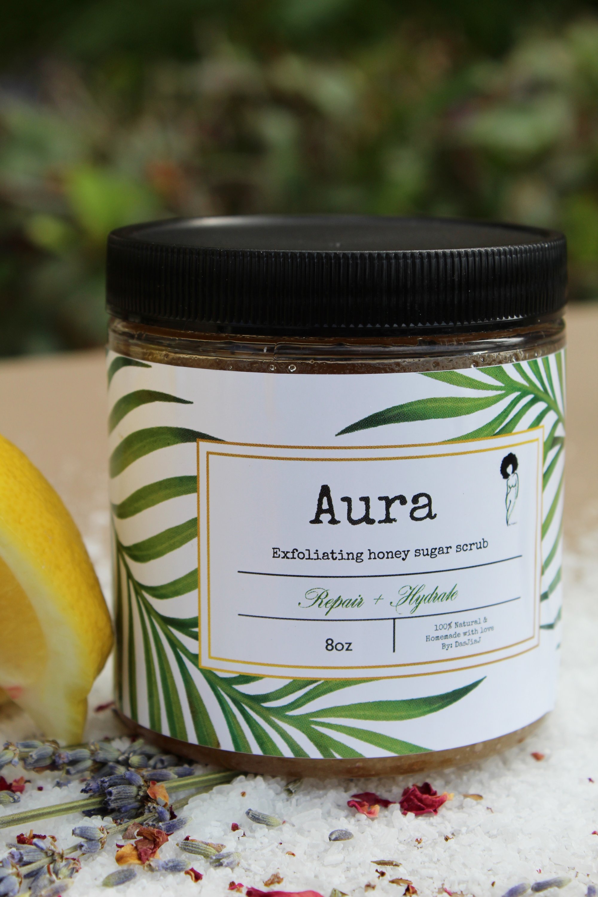 𝔸𝕦𝕣𝕒 “ Honey, Lavender, Lemon Facial and Body Scrub pureartbydasjiaj