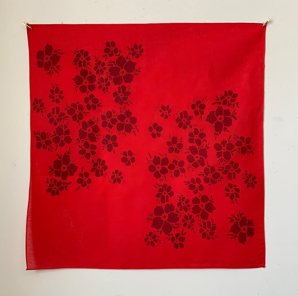 Anemone Floral Print Bandana in Red and Burgundy