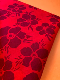 Image 1 of Anemone Floral Print Bandana in Red and Burgundy