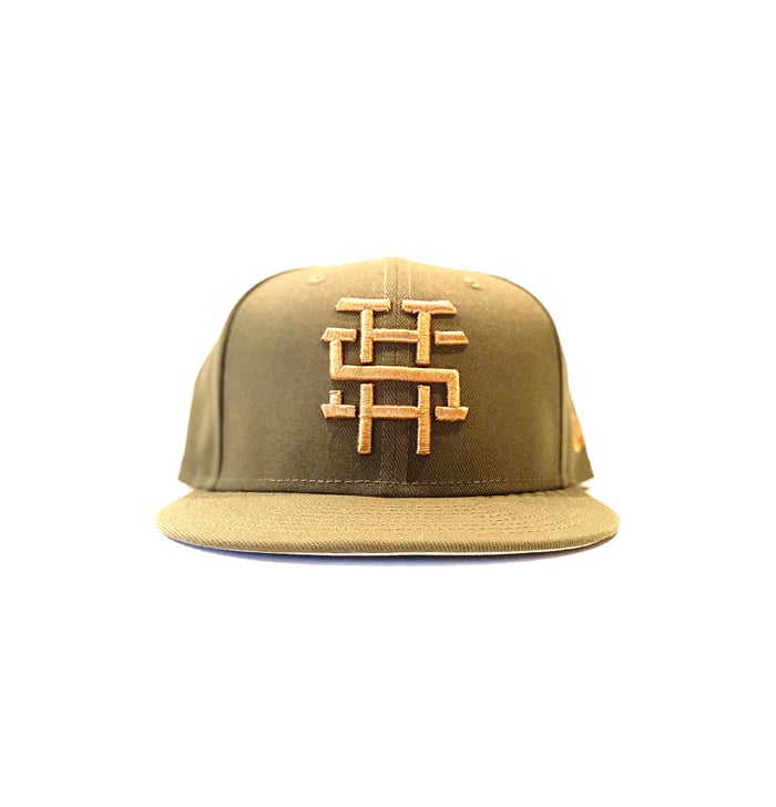 Image of 2520 X NEW ERA MONOGRAM LOGO "T5T" 59FIFTY FITTED - NEW OLIVE