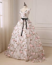 Image 2 of Lovely Flowers White Ball Gown Formal Dress, Prom Dress Evening Gown