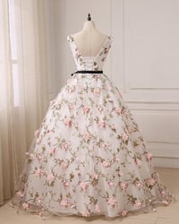 Image 3 of Lovely Flowers White Ball Gown Formal Dress, Prom Dress Evening Gown