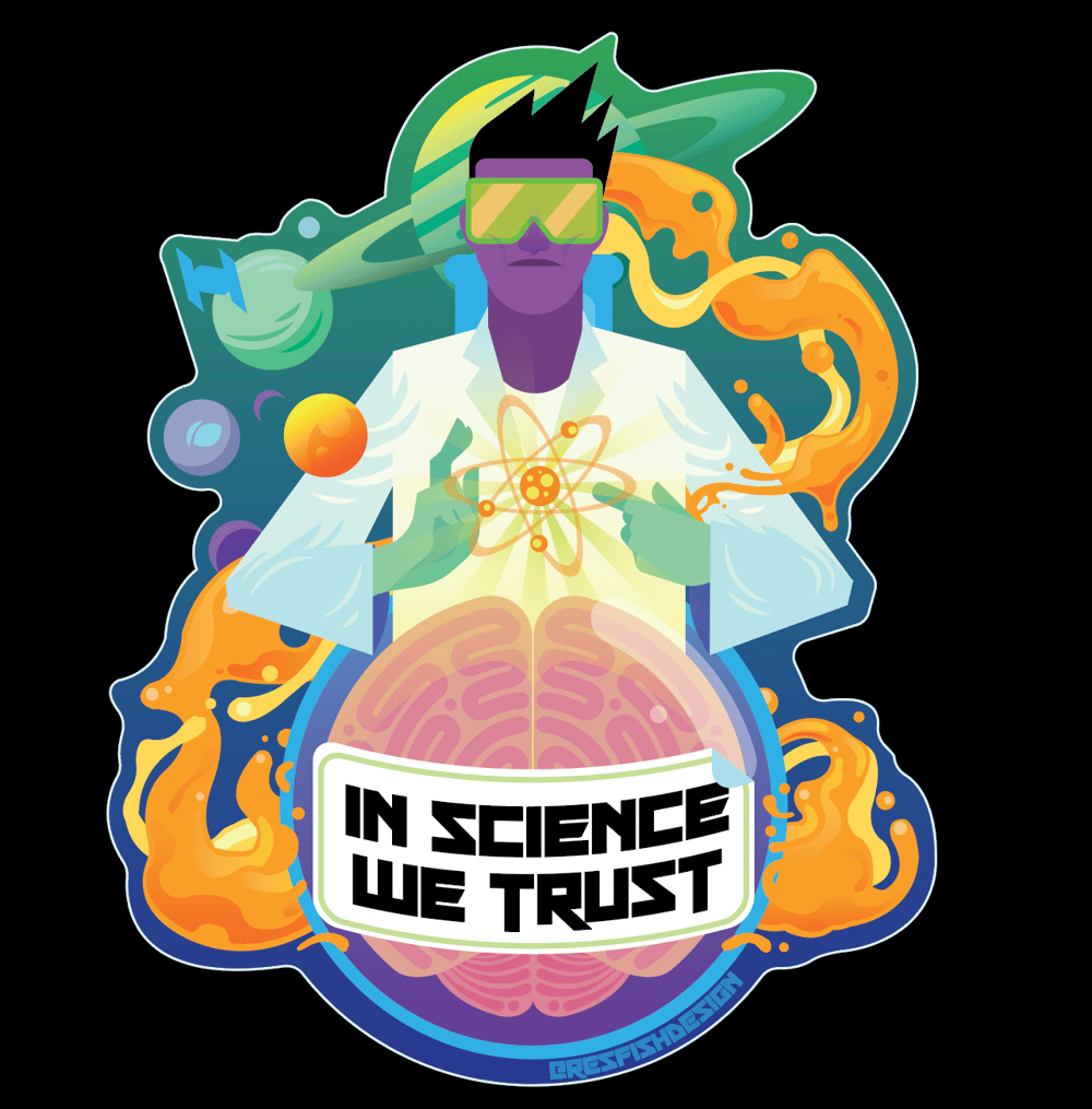 Image of In Science We Trust holographic sticker
