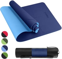 Homtiky Yoga Mat Exercise Fitness Mat, Non-Slip TPE Yoga Mat with Alignment Lines, 1/4 inch Eco Frie