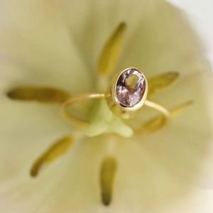 Image of Pink Spinel oval cut 14k gold ring
