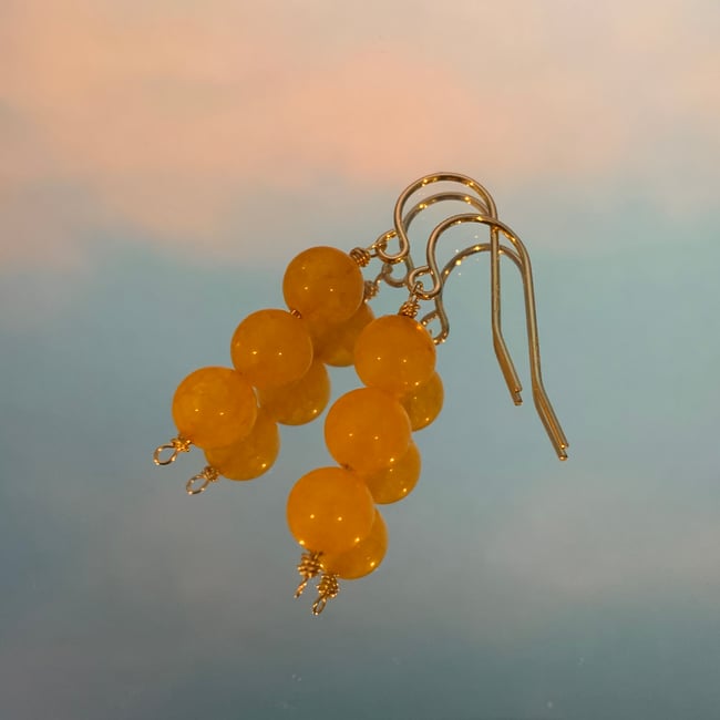 triple amber jade pea pod earrings
