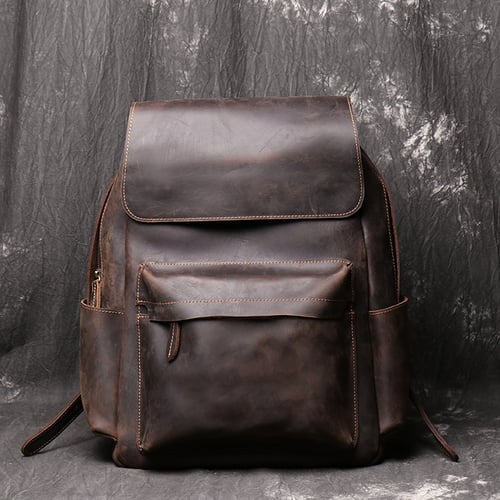 Image of Handmade Crazy Horse Leather Backpack Men Backpack NZ11