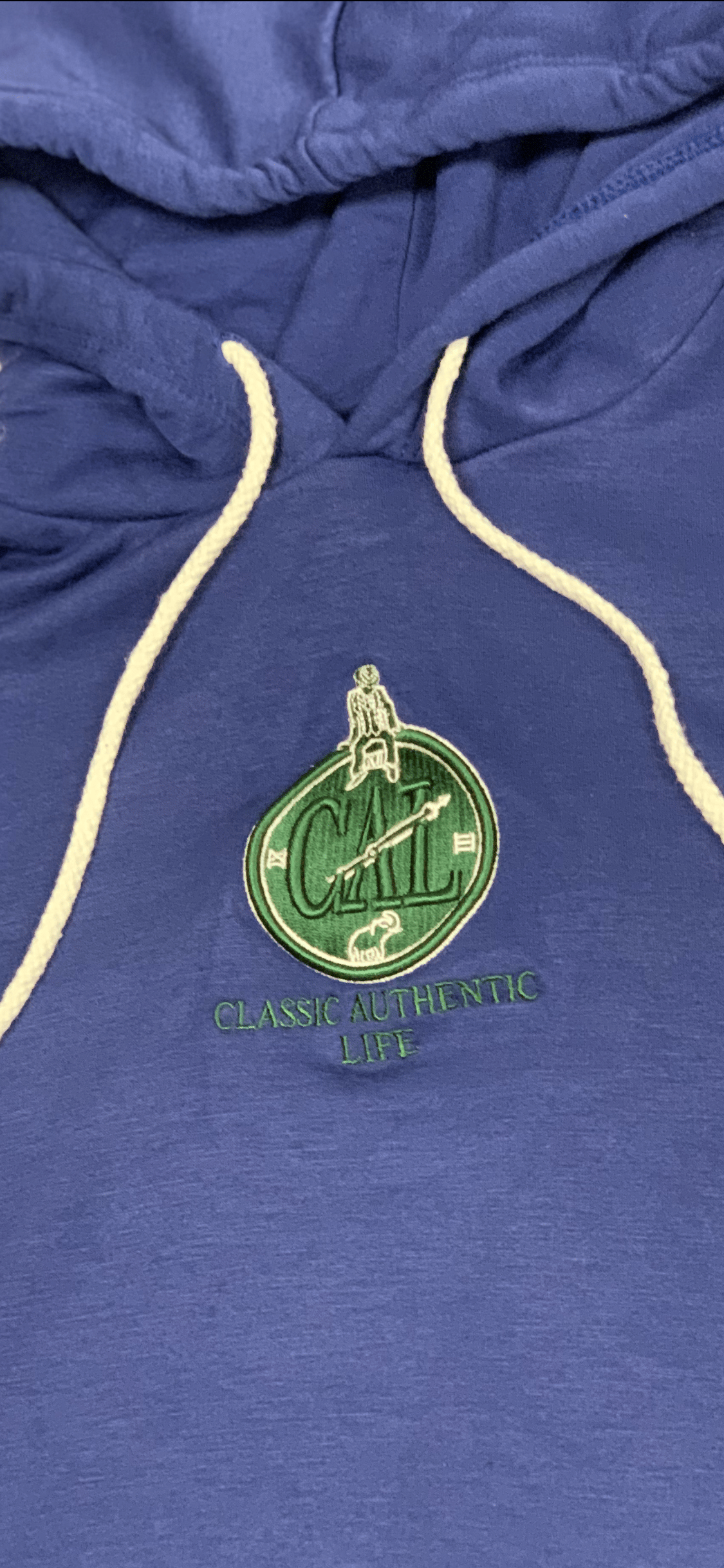 Image of CAL Blue Hooded Crook Top Ebroidered