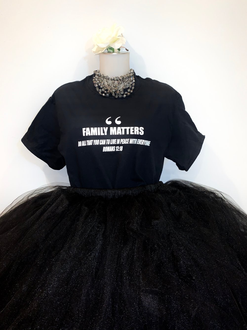 Image of Family Matters Black Tee w/White Logo
