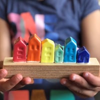 Image 1 of Set of 6 Rainbow Houses