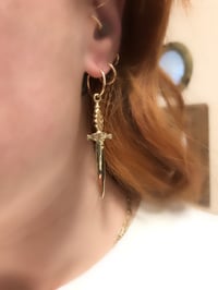 Image 2 of Dagger Earring in Golden Brass (PAIR)
