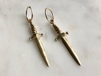 Image 1 of Dagger Earring in Golden Brass (PAIR)