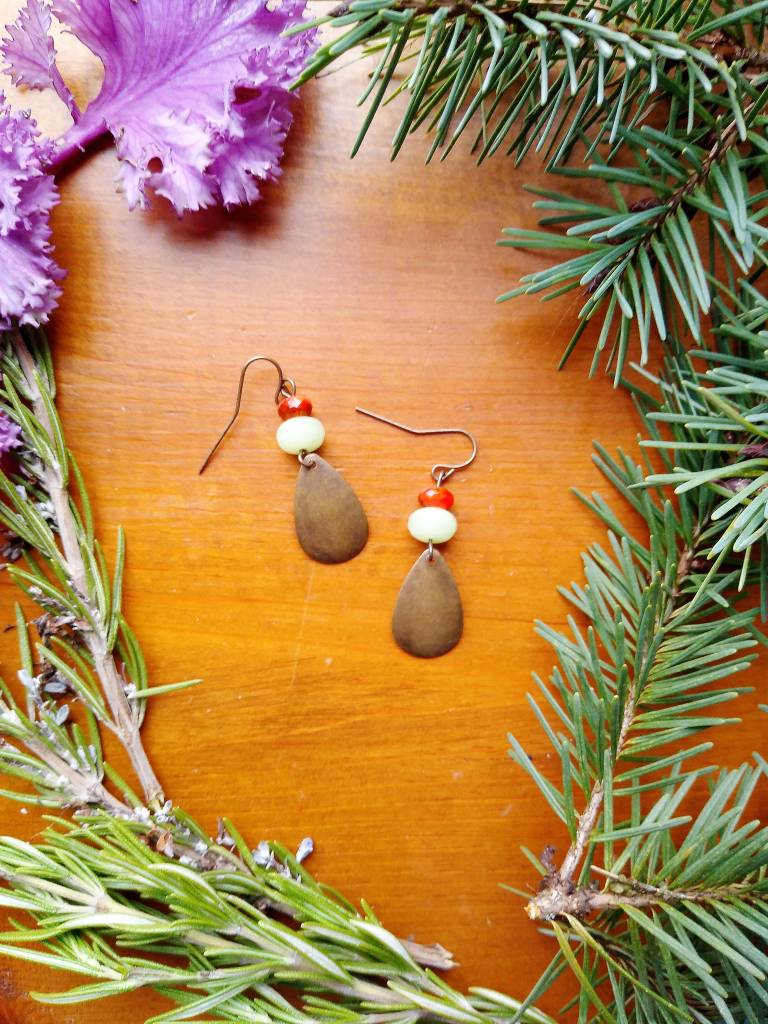 Image of Boho Bead + Teardrop Earrings