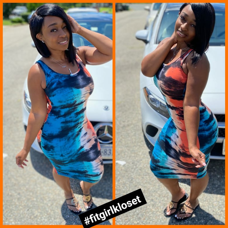 Image of Blue/Orange Tie Dye Dress