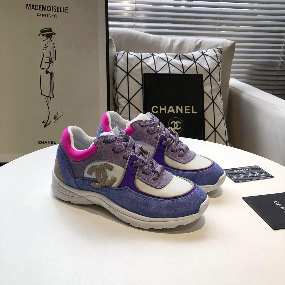 Chanel Womens CC Logo Sneaker Trainer Pink Blue Purple | Stylegangname
