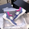 Chanel Womens CC Logo Sneaker Trainer Pink Blue Purple 