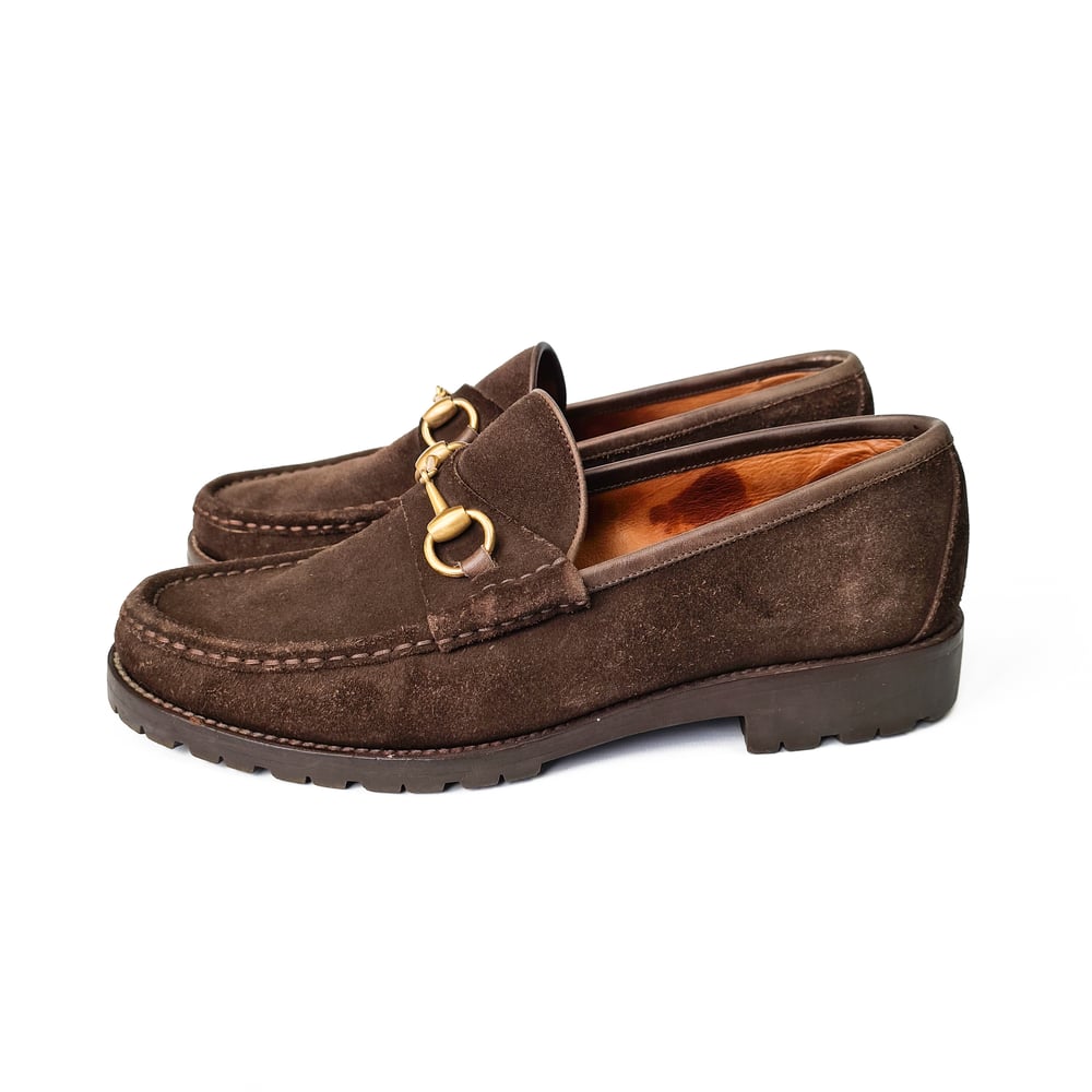 Image of Gucci Horsebit Suede Loafers 