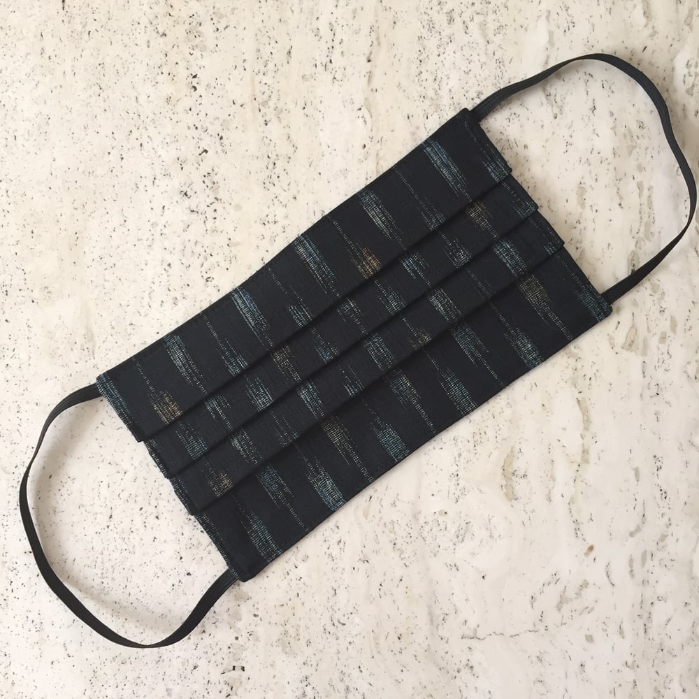 Image of Black Ikat Print Face Mask