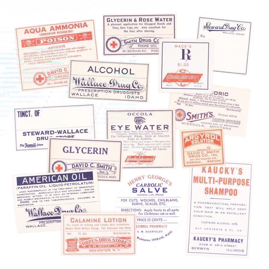 Image of Red, White, & Blue Pharmacy Labels, No. 1