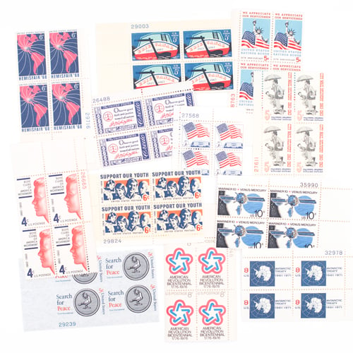 Image of Red, White, & Blue Postage Stamp Blocks - Set of 12