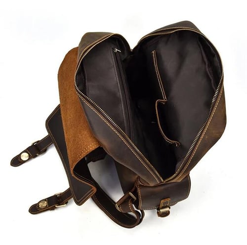 Image of Vintage Leather Backpack, Travel Backpack, Men Rucksack
