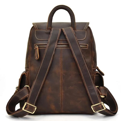Image of Vintage Leather Backpack, Travel Backpack, Men Rucksack