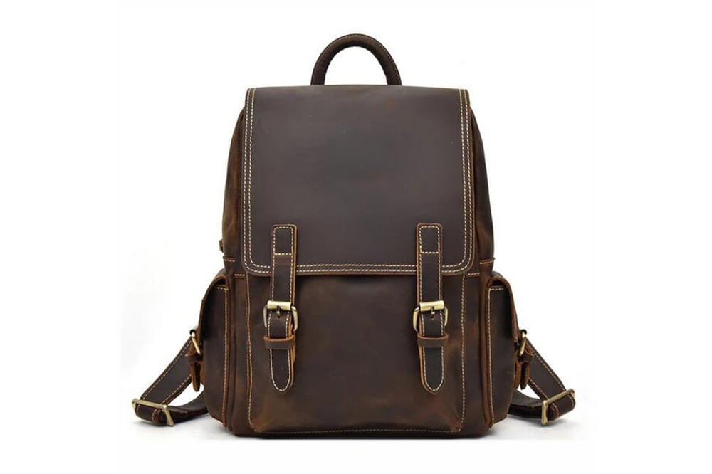 Image of Vintage Leather Backpack, Travel Backpack, Men Rucksack  