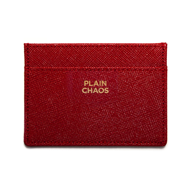 Image of Leather Card Holder Cherry Red 
