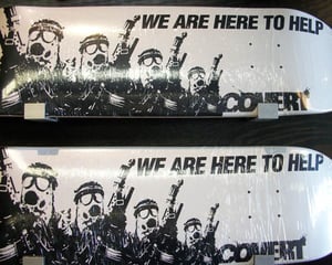 Image of COVERT "We Are Here To Help"  Skateboard Deck