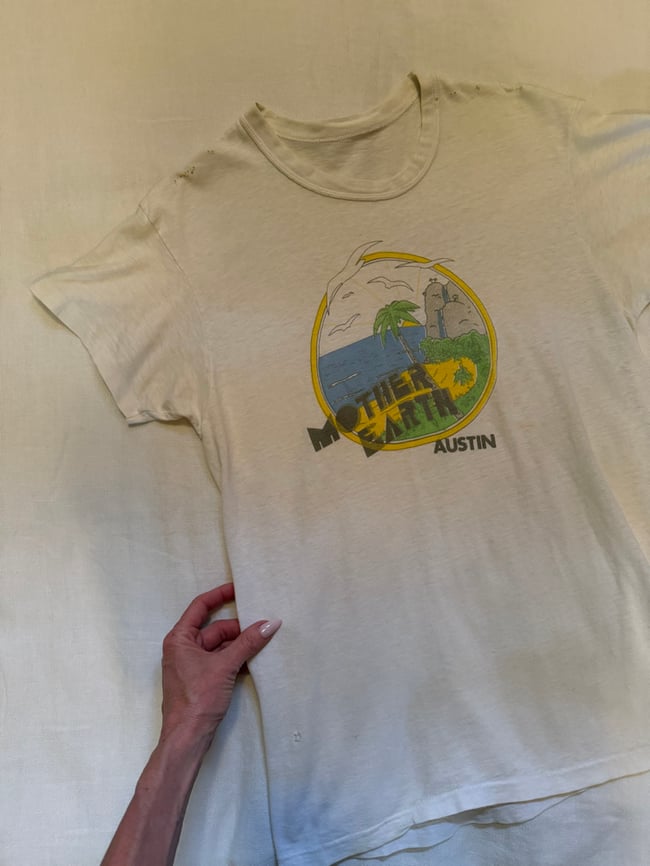 70s Morher Earth old Austin rock and roll club tshirt tee