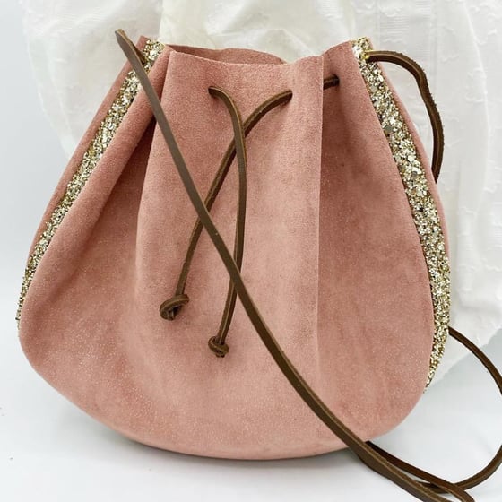 Image of Petit Sac - camoscio e glitter - rosa antico