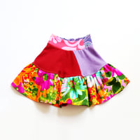 Image 2 of pink neon floral flowers flower vintage fabric size 4 4/5 superfloral flouncy skirt set vest