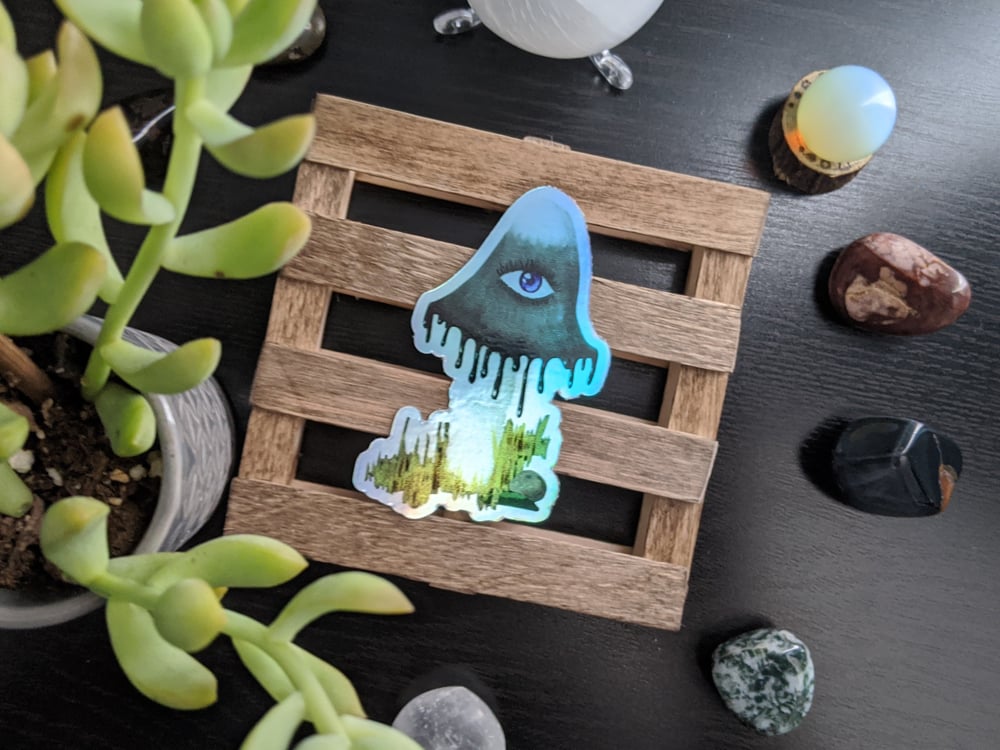 Image of Inky Cap Mushroom Holo Sticker