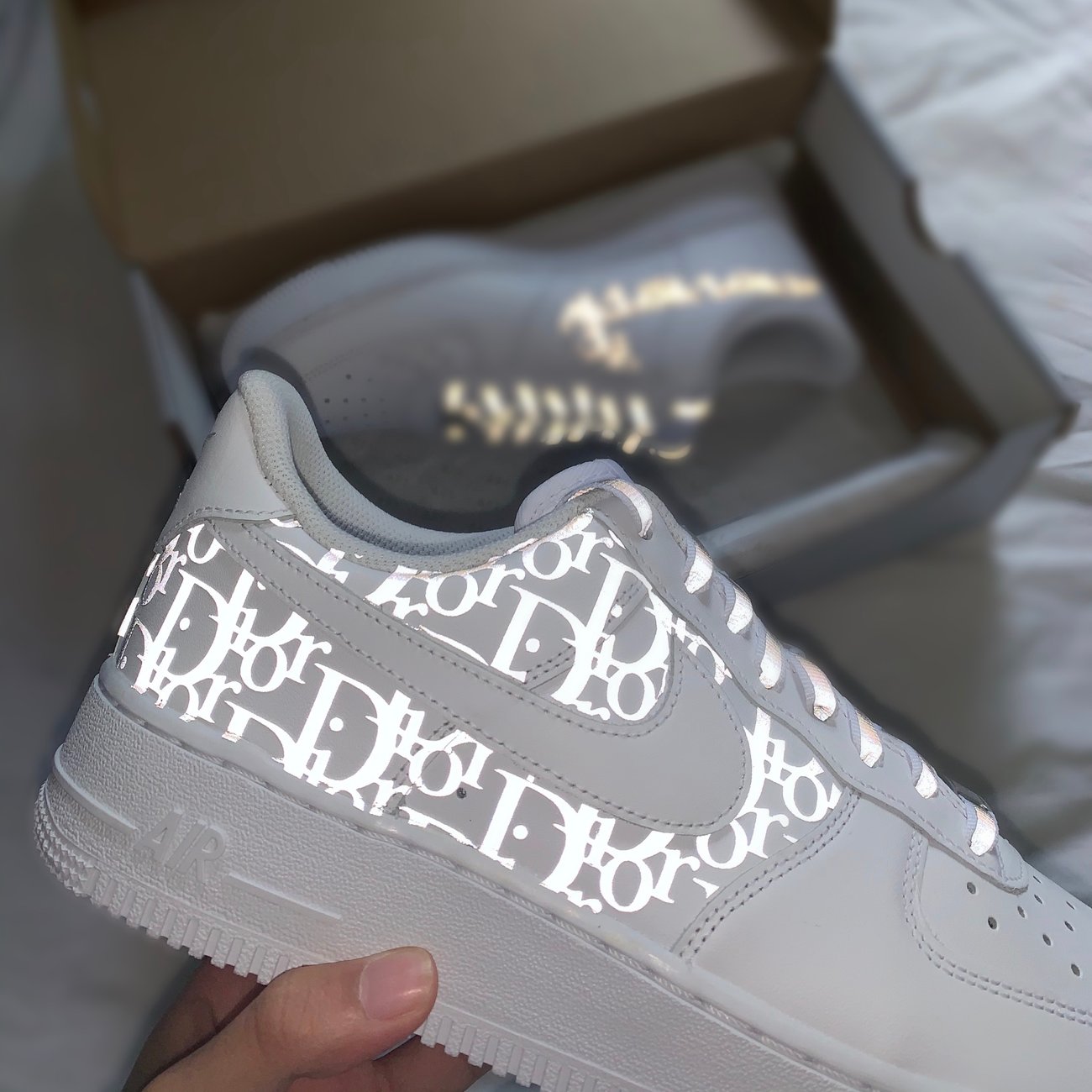 Reflective Dior X Nike Airforce1s | customs by saami