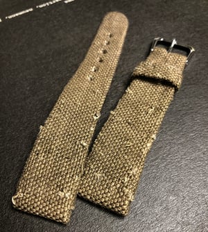 Image of Hand-rolled rembordé military canvas watch strap