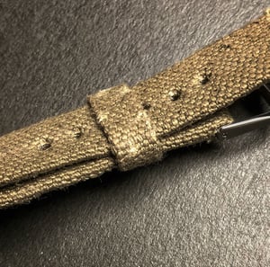 Image of Hand-rolled rembordé military canvas watch strap