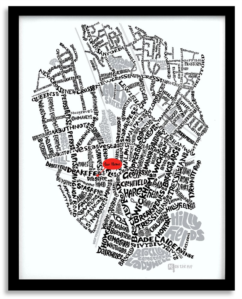 Image of Brockley SE4 & New Cross SE14 - SE London Type Map - White