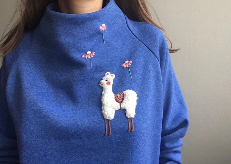 Customize your own Alpaca sweatshirt // hand embroidered, organic